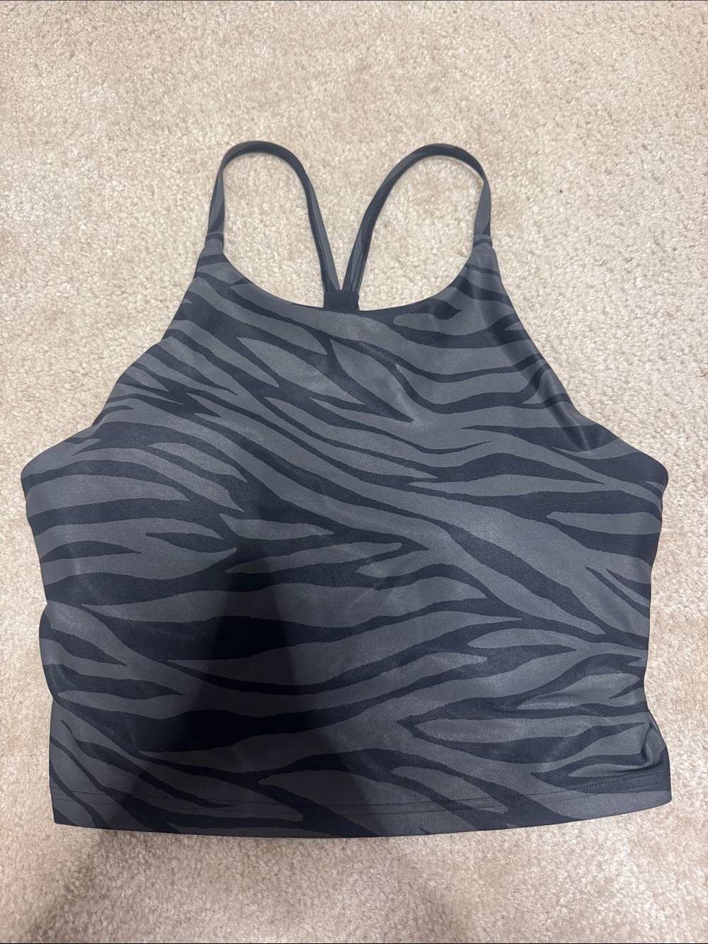 Women’s Black Zebra Print Crop Tank - Old Navy